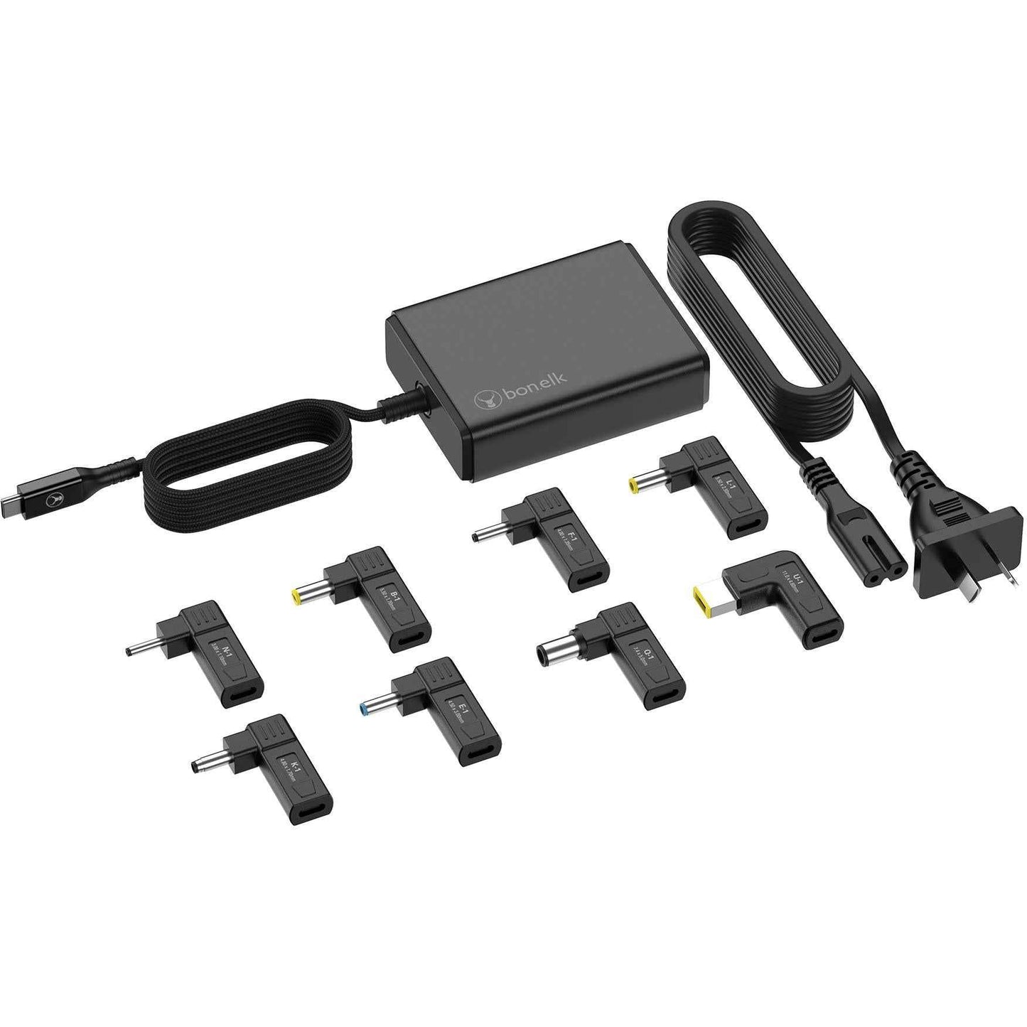 Bonelk Long-Life 100W GaN Multi-Device Laptop Charger, In-Built Cable - 1.5m (Black)