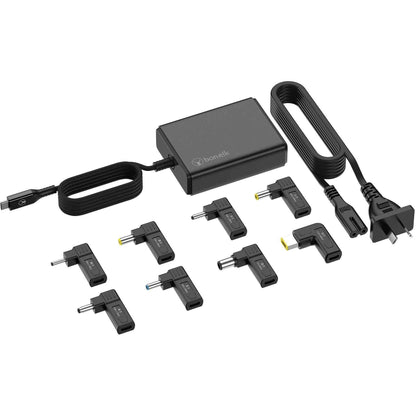 Bonelk Long-Life 100W GaN Multi-Device Laptop Charger, In-Built Cable - 1.5m (Black)