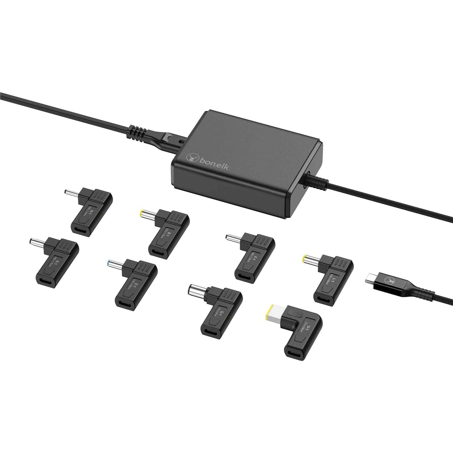Bonelk Long-Life 100W GaN Multi-Device Laptop Charger, In-Built Cable - 1.5m (Black)