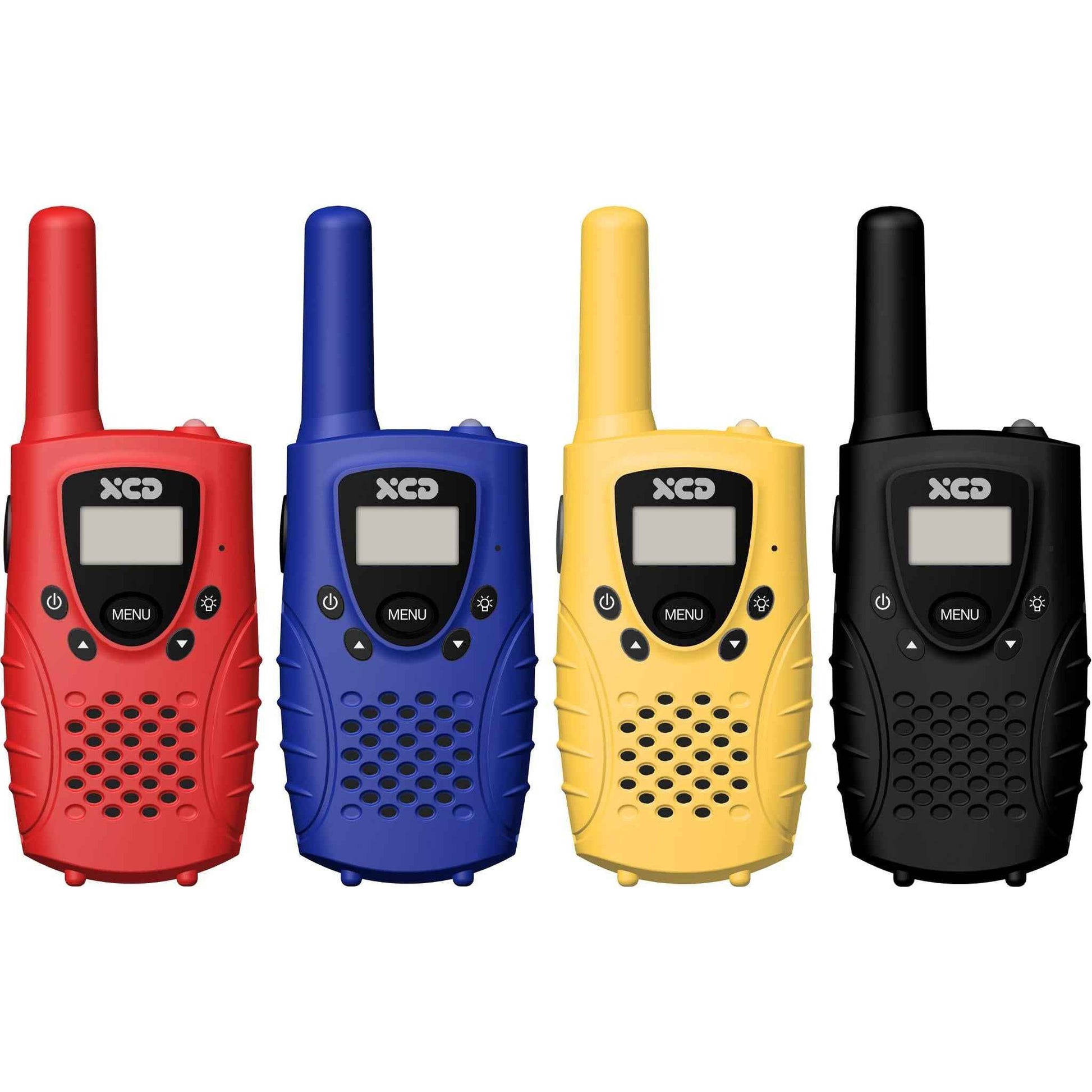 XCD UHF CB 0.5W Handheld Radio 4 Pack (Red/Blue/Yellow/Black)
