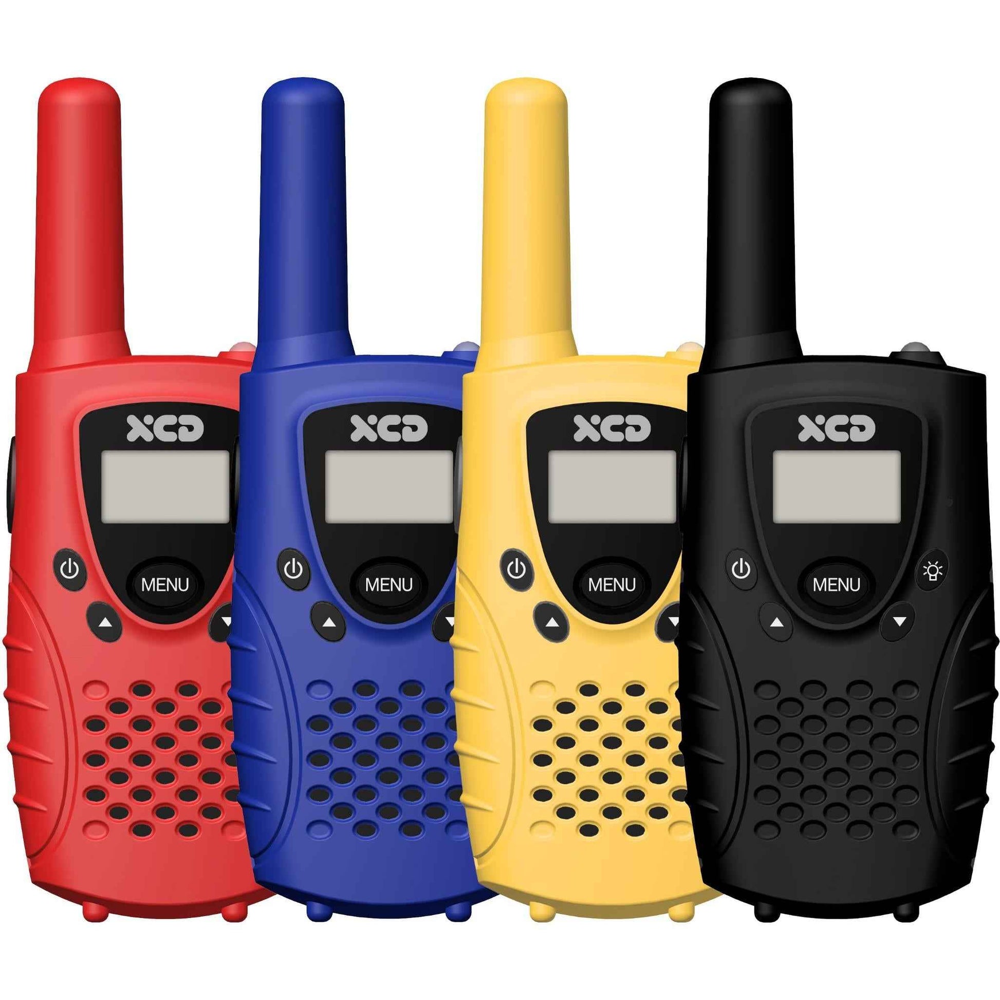 XCD UHF CB 0.5W Handheld Radio 4 Pack (Red/Blue/Yellow/Black)