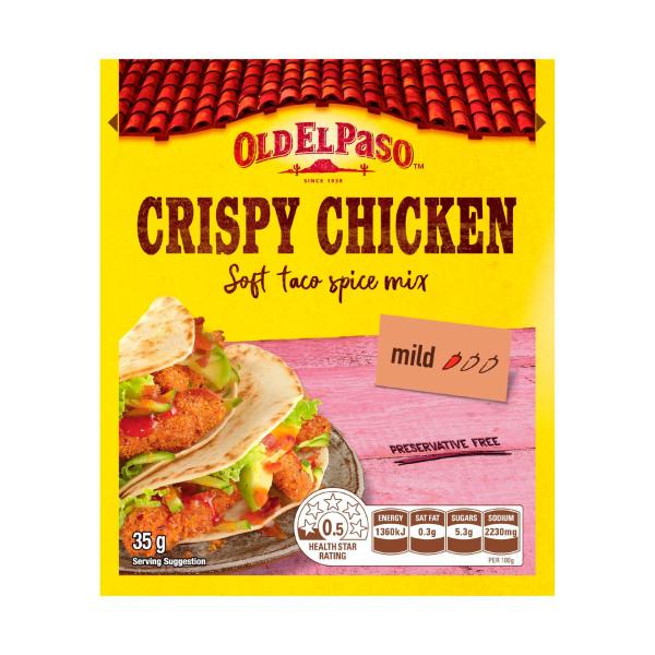 OLD EL PASO SOFT TACOS CRISPY CHICKEN SPICE MIX MEXICAN STYLE 35G