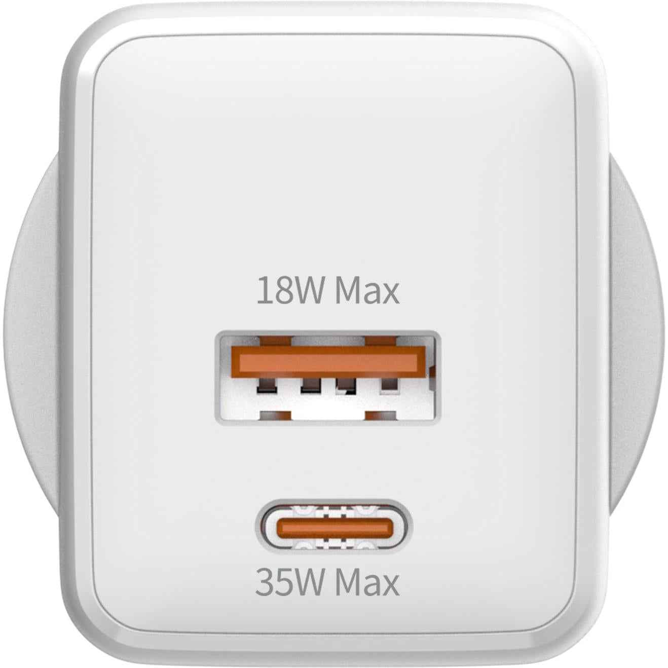 Monster 35W GaN USB-C/A Port Wall Charger (White)