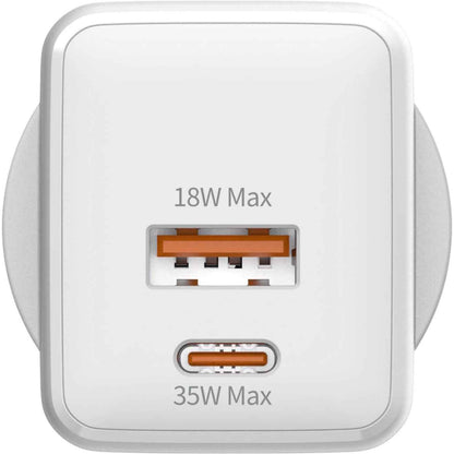 Monster 35W GaN USB-C/A Port Wall Charger (White)