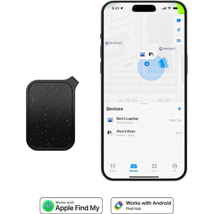 Journey Loc8 Tag Apple/Google Find My Rechargeable Bluetooth Tracker (Black)