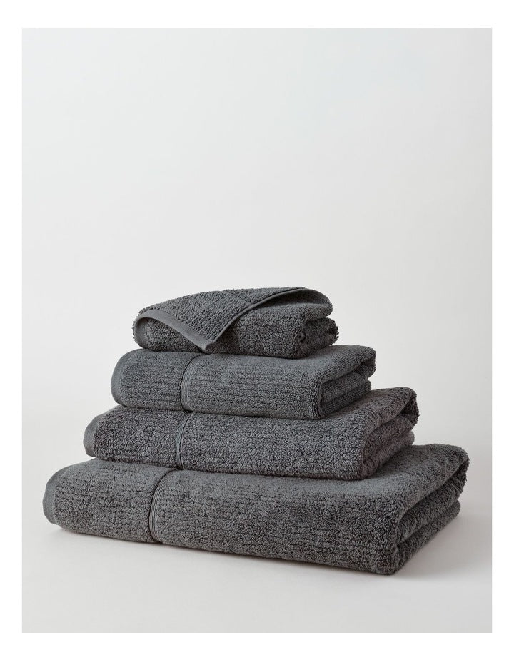 Combed Cotton Ribbed Towel Range in Washed Black