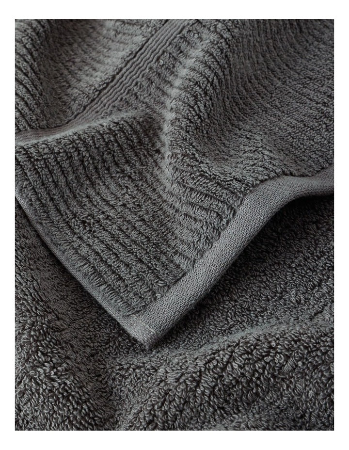 Combed Cotton Ribbed Towel Range in Washed Black