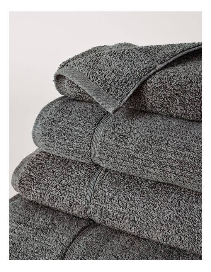 Combed Cotton Ribbed Towel Range in Washed Black