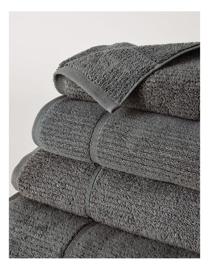 Combed Cotton Ribbed Towel Range in Washed Black