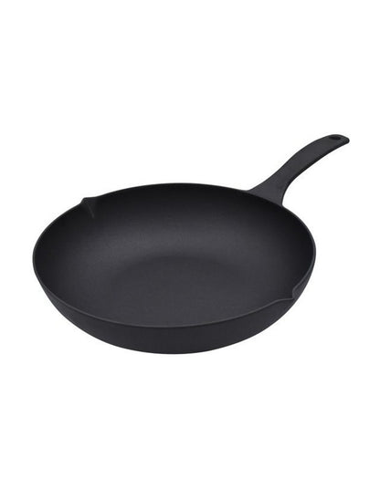 Cast Iron Seasoned Wok 30cm in Black
