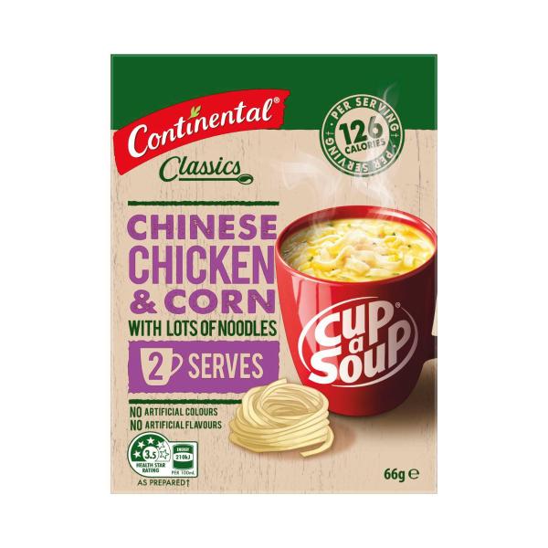 CONTINENTAL CHINESE CHICKEN & CORN W LOTS OF NOODLES SOUP 2S 66G