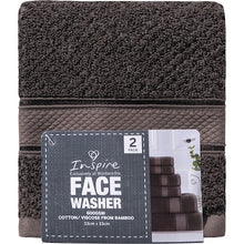 Inspire Premium Face Washer Charcoal 2 Pack