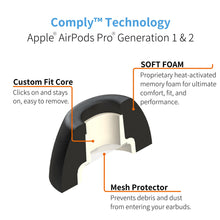 Comply Headphone Ear Tips for AirPods Pro 1 & 2 Gen (Black) [Medium]