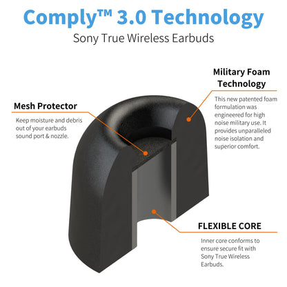 Comply Headphone Ear Tips for Sony True Wireless (Black) [Assorted]