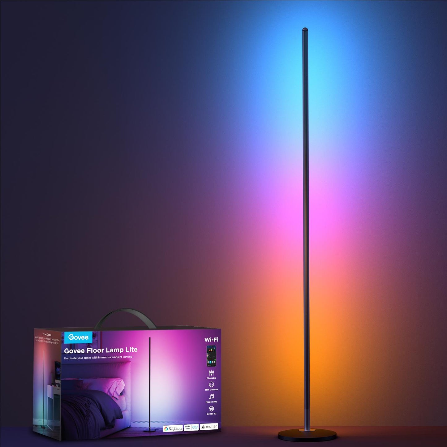 Govee RGBICW Corner Floor Lamp (Black)