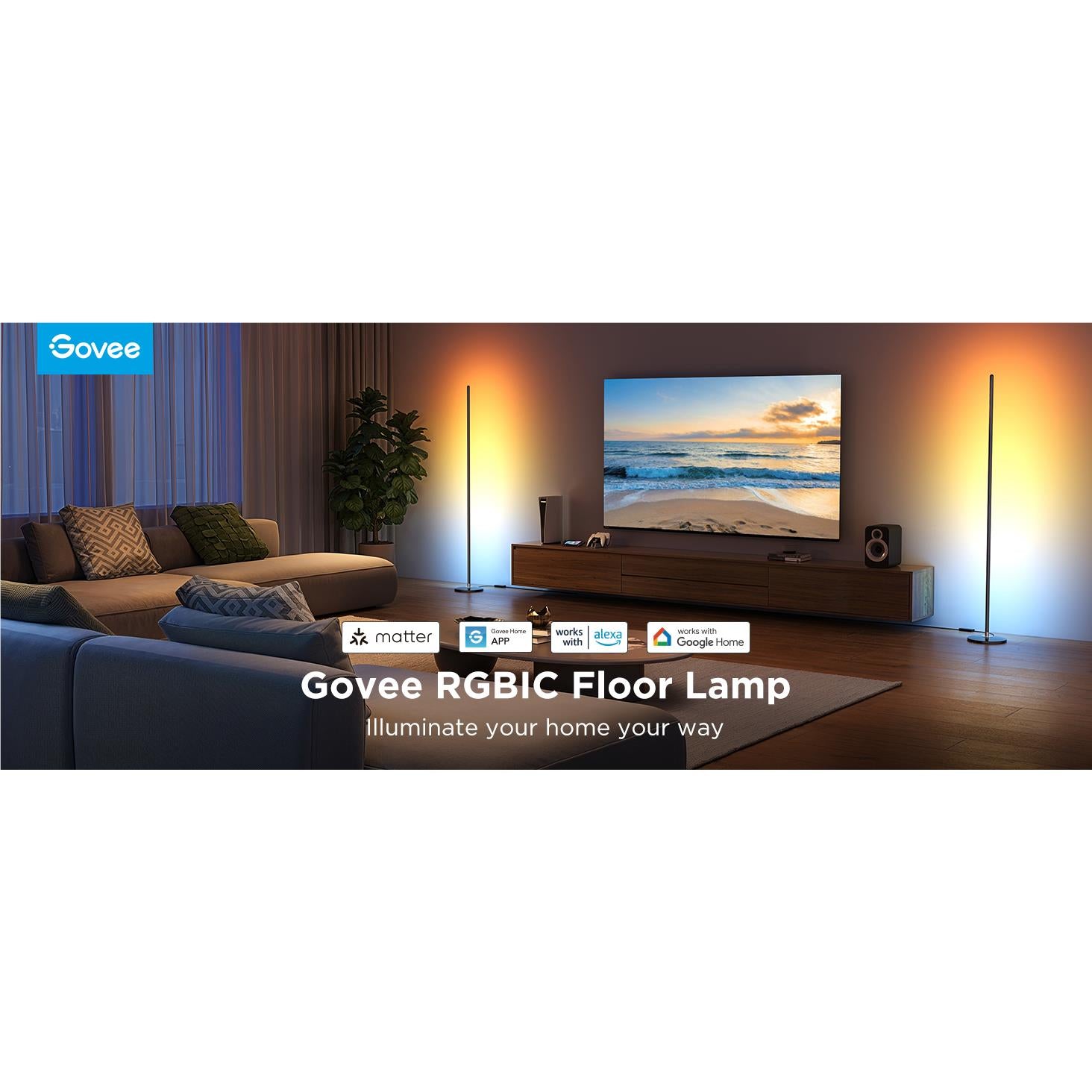Govee RGBICW Corner Floor Lamp (Black)