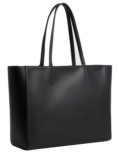 Black Double Handle Tote Bag in Black
