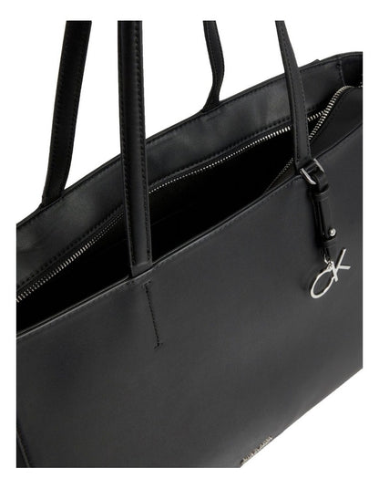 Black Double Handle Tote Bag in Black