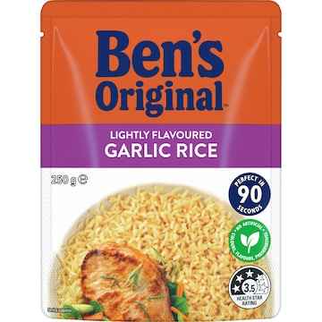 Ben's Original Lightly Flavour Garlic Microwave Rice Pouch 250g