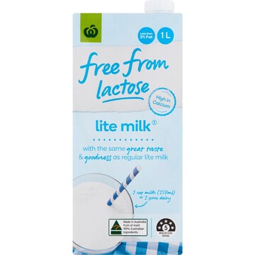Woolworths Free From Lactose Lite Long Life Milk UHT 1L
