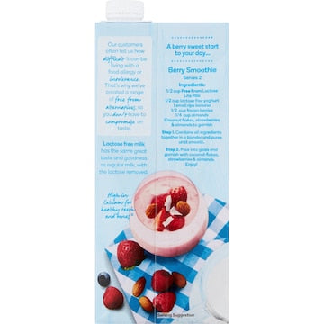 Woolworths Free From Lactose Lite Long Life Milk UHT 1L