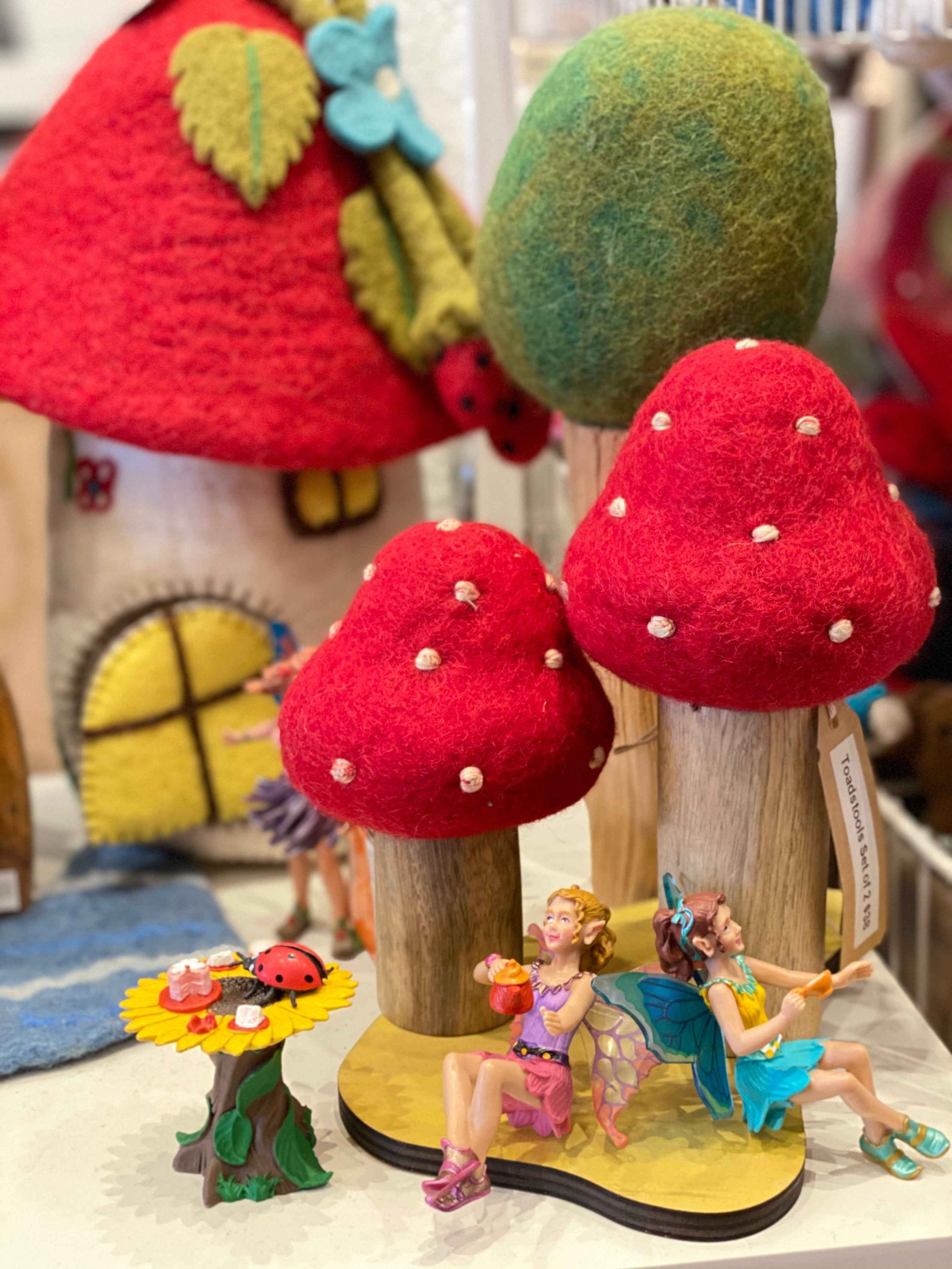 Papoose Felt Toadstool 2 Piece Set Pretend & Imaginative Play Toys 3yrs+