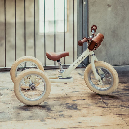 TryBike Trike Vintage CREAM 2 in 1 Balance Bike Kids Toddler Bike Best Seller 18mths-6yrs (Bulky Shipping)