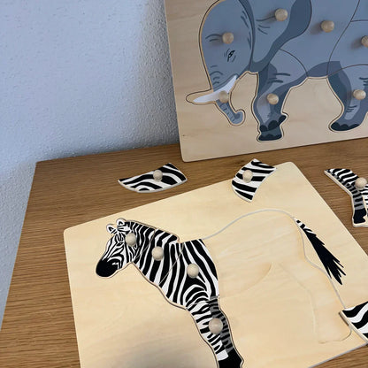 Viga Montessori Wooden Zebra Knob Puzzle 8pcs Developmental Toys Baby Toys 18m+