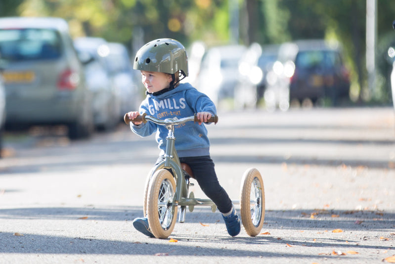 TryBike Trike Vintage GREEN 2 in 1 Balance Bike Kids Toddler Bike Best Seller 18mths-6yrs (Bulky Shipping)