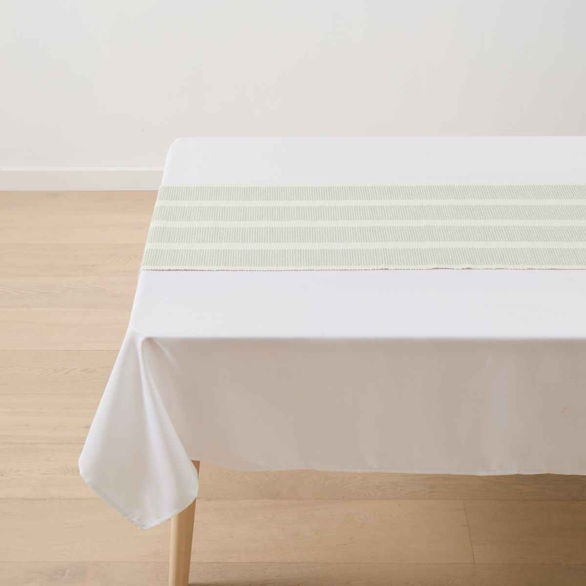Green Ribbed Table Runner