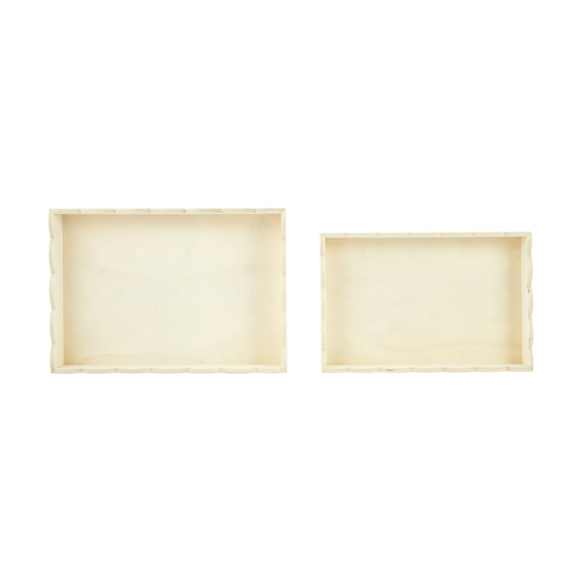 2 Piece Wood Scallop Tray