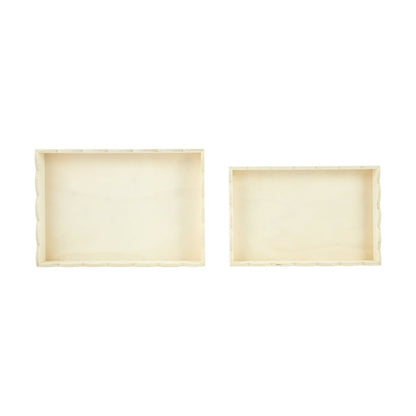 2 Piece Wood Scallop Tray