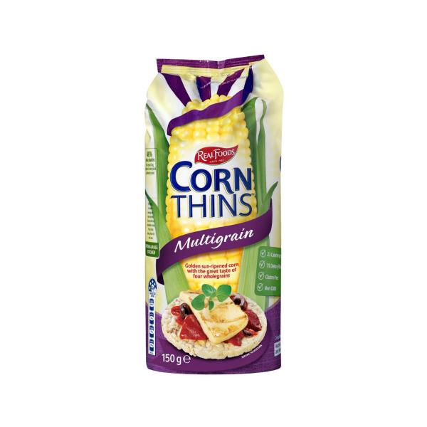 REAL FOODS CORN THINS.:MULTIGRAIN:.:150 GRAM