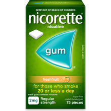 Nicorette Quit Smoking Regular Strength Fresh Fruit Gum 2mg 75 Pack