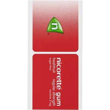 Nicorette Quit Smoking Regular Strength Fresh Fruit Gum 2Mg 75 pack