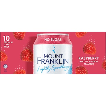 Mount Franklin Lightly Sparkling Raspberry 375mL x 10 pack