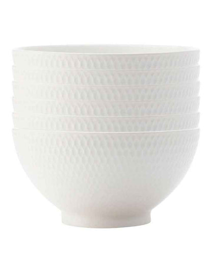 Diamonds Rice Bowl 12.5cm Set of 6 in White