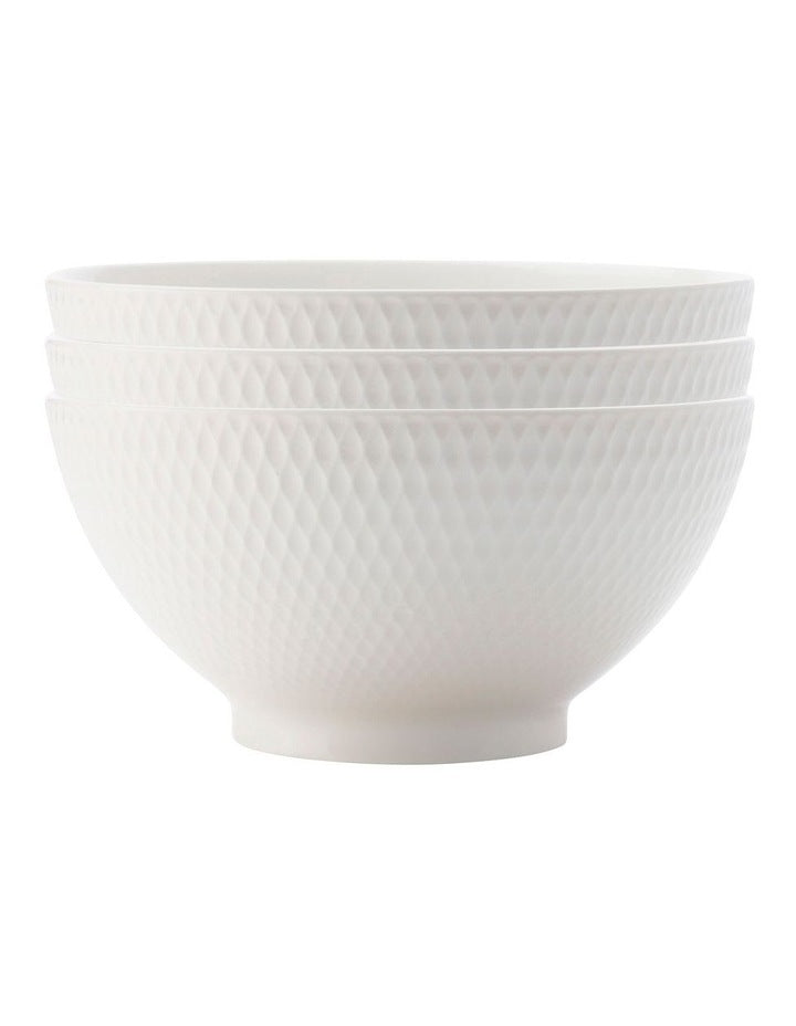 Diamonds Noodle Bowl 20cm Set of 3 in White