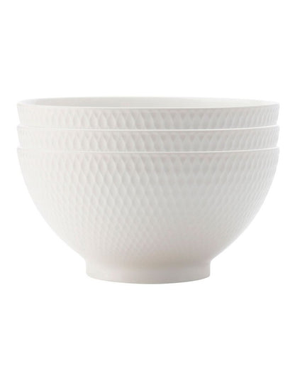 Diamonds Noodle Bowl 20cm Set of 3 in White