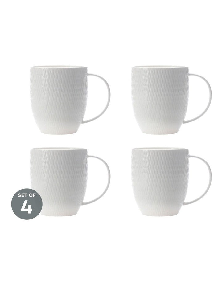 White Basics Diamonds Coupe Mug 420ml Set of 4