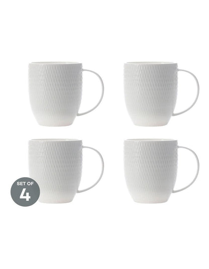 White Basics Diamonds Coupe Mug 420ml Set of 4