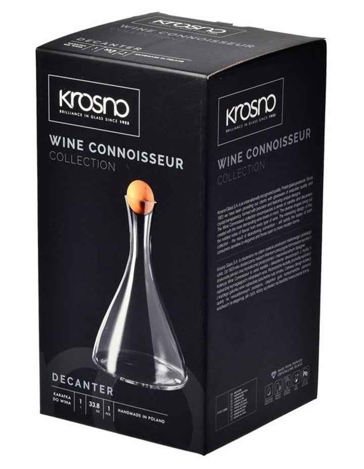 Connoisseur Wine Decanter Beechwood Stopper 1L in Clear