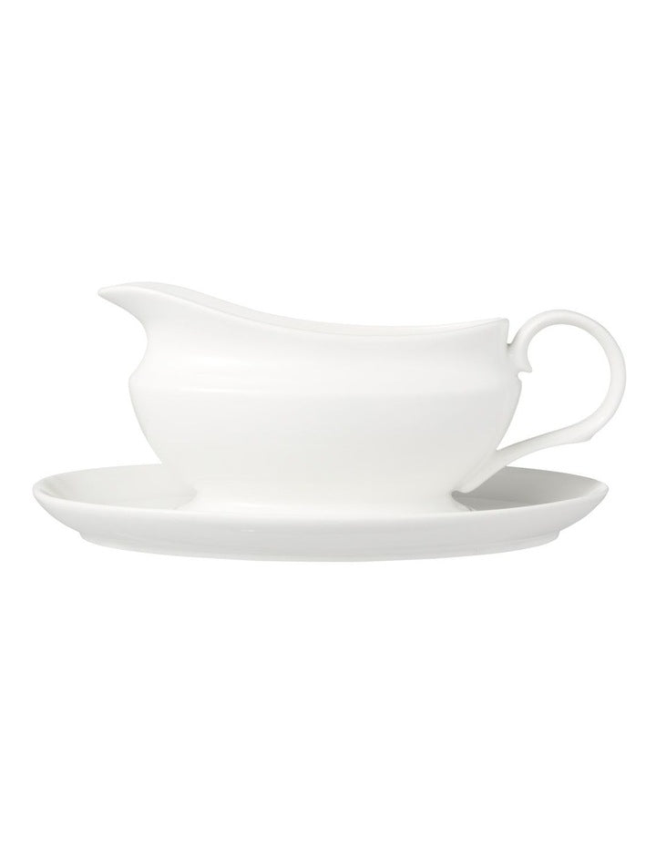 White Basics Gravy Boat And Saucer 550ml Gift Boxed in White