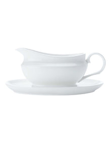 White Basics Gravy Boat And Saucer 550ml Gift Boxed in White