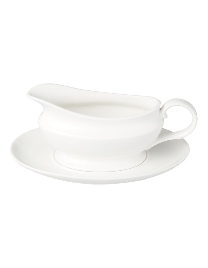 White Basics Gravy Boat And Saucer 550ml Gift Boxed in White