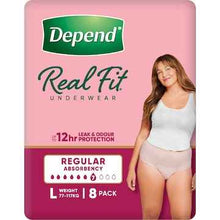 Depend Real Fit Regular Incontinence Underwear For Women Large 8 pack
