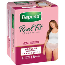 Depend Real Fit Regular Incontinence Underwear For Women Large 8 pack