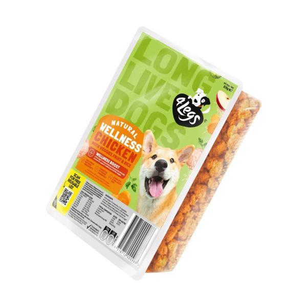 4 LEGS NATURAL + WELLNESS BOOST WITH CHICKEN VEGIES & FRUIT MEATBALL DOG FOOD TRAYS 870 GRAM
