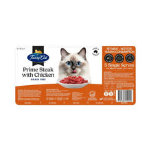 FUSSY CAT GRAIN FREE ADULT CHILLED FRESH CAT FOOD PRIME STEAK MINCE WITH CHICKEN 5X90GRAM