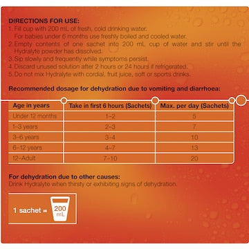 Hydralyte Powder Sachets Orange 10 pack